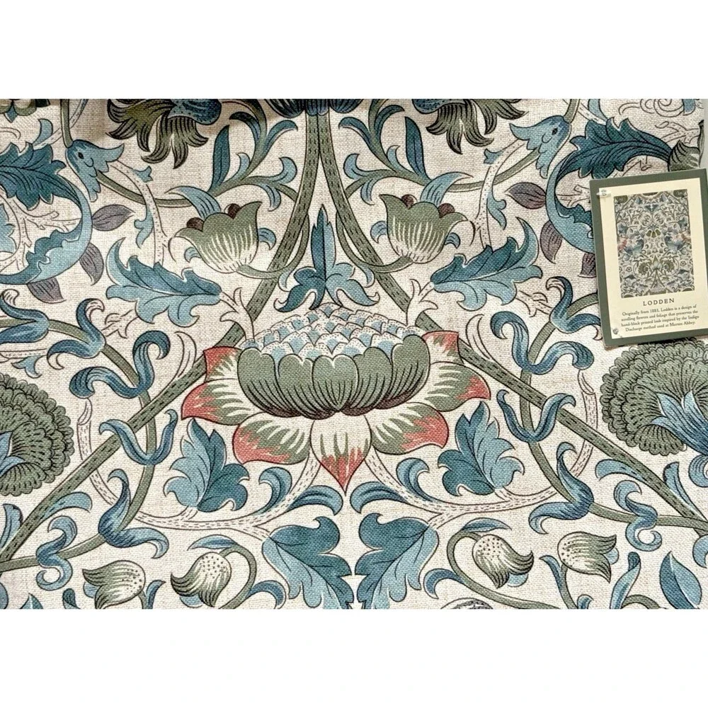 Morris & Co. Window Curtains Panels Lodden Set Pair 50 X 84 Floral Blue Drapes